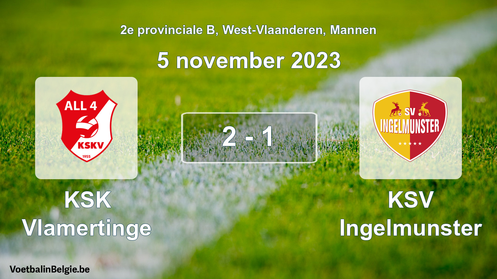 Gespeelde wedstrijd mannenvoetbal: KSK Vlamertinge - KSV Ingelmunster 2 - 1 (5 november 2023)