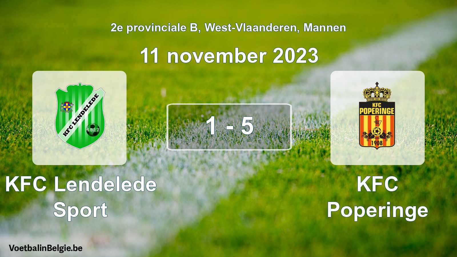 Gespeelde wedstrijd mannenvoetbal: KFC Lendelede Sport - KFC Poperinge 1 - 5 (11 november 2023)
