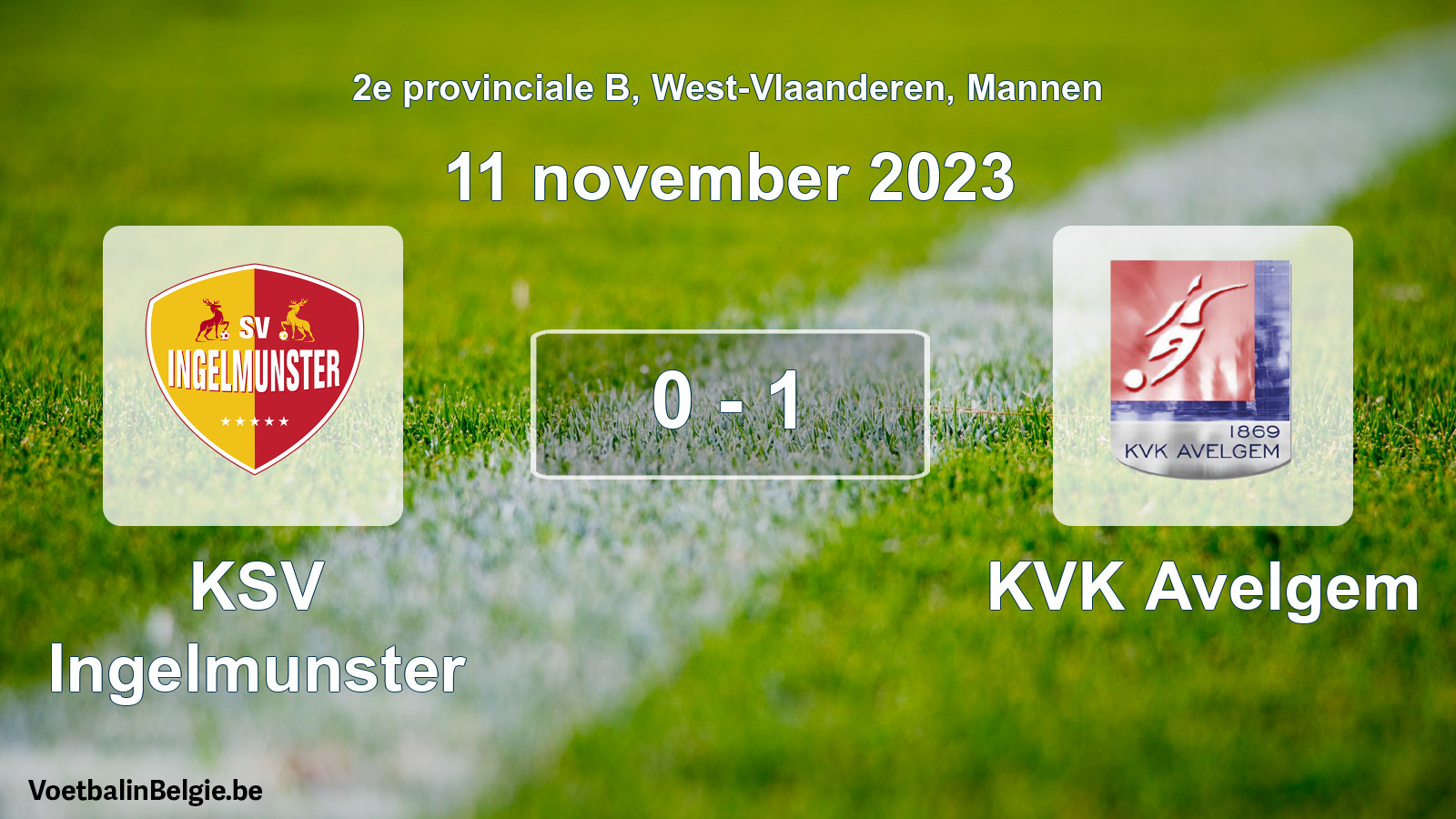 Gespeelde wedstrijd mannenvoetbal: KSV Ingelmunster - KVK Avelgem 0 - 1 (11 november 2023)