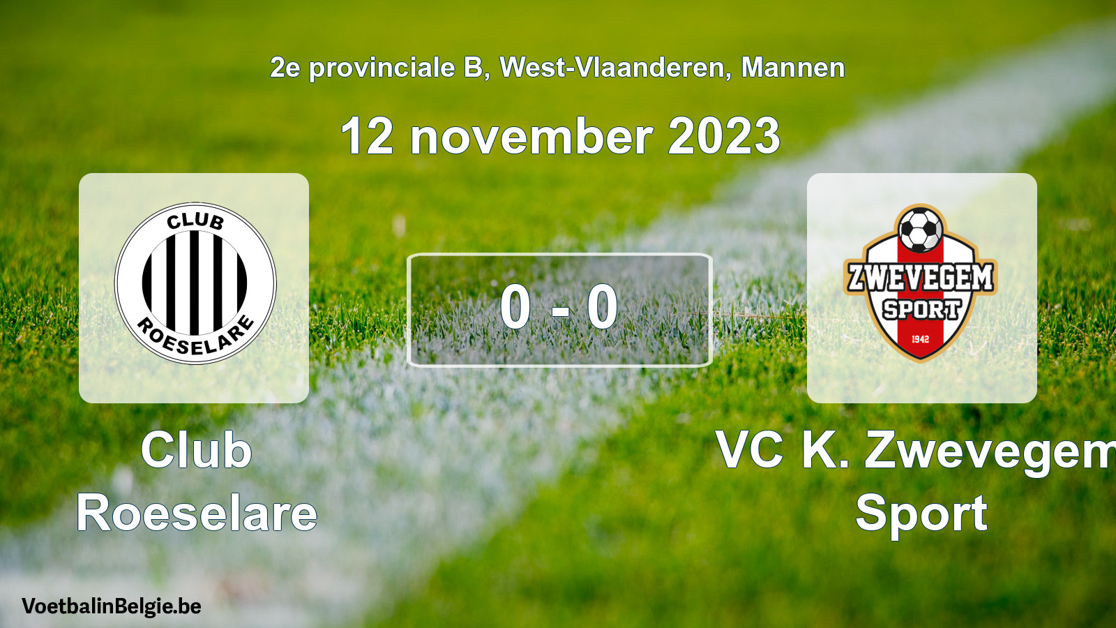 Gespeelde wedstrijd mannenvoetbal: Club Roeselare - VC K. Zwevegem Sport 0 - 0 (12 november 2023)