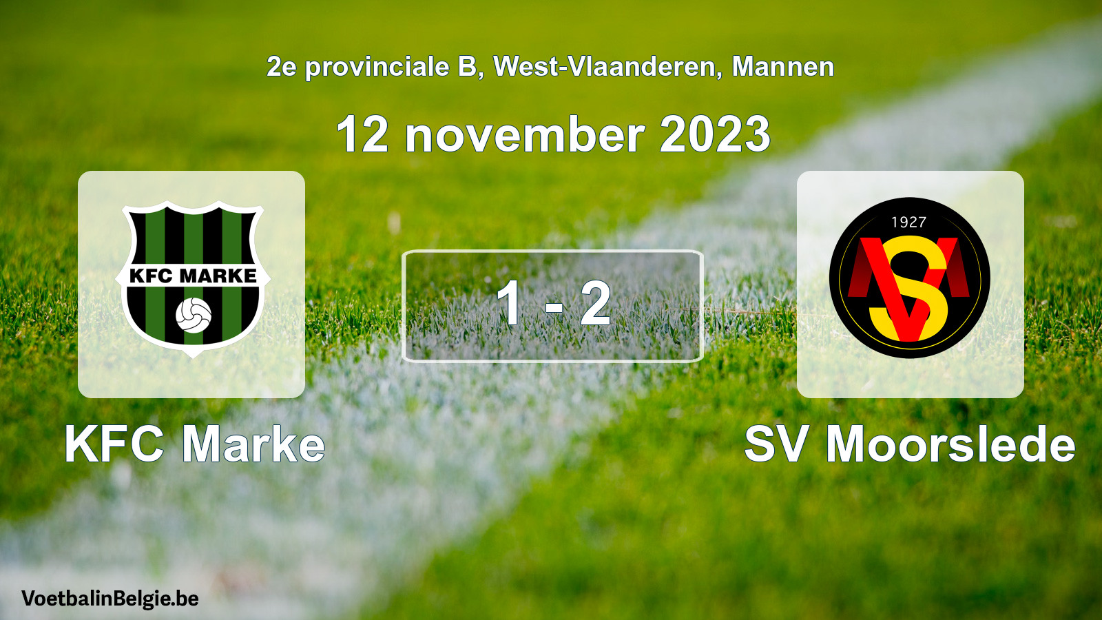 Gespeelde wedstrijd mannenvoetbal: KFC Marke - SV Moorslede 1 - 2 (12 november 2023)