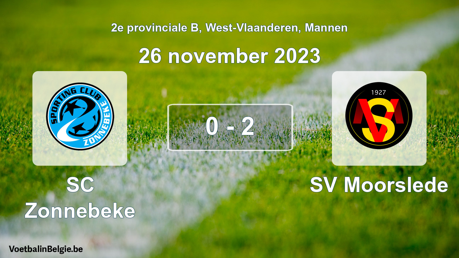 Gespeelde wedstrijd mannenvoetbal: SC Zonnebeke - SV Moorslede 0 - 2 (26 november 2023)