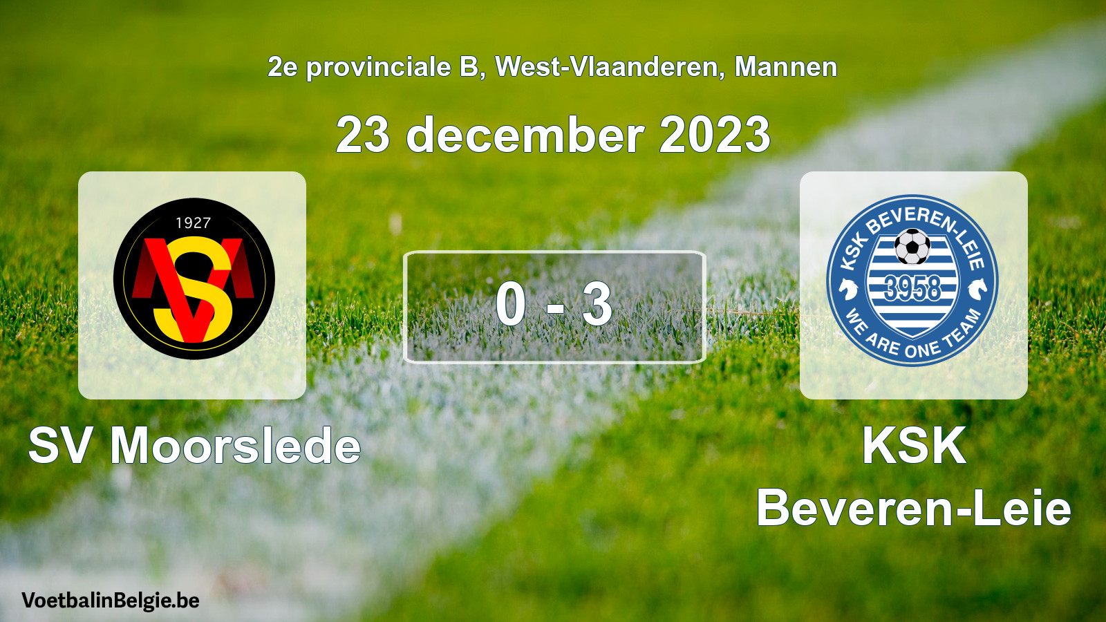 Gespeelde wedstrijd mannenvoetbal: SV Moorslede - KSK Beveren-Leie 0 - 3 (23 december 2023)