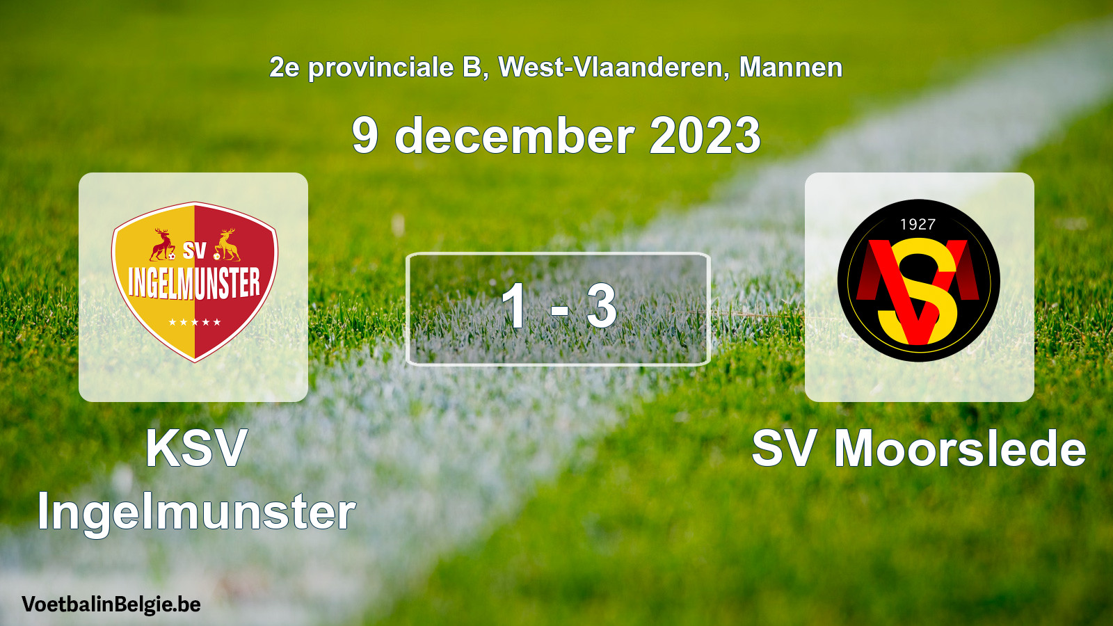Gespeelde wedstrijd mannenvoetbal: KSV Ingelmunster - SV Moorslede 1 - 3 (9 december 2023)
