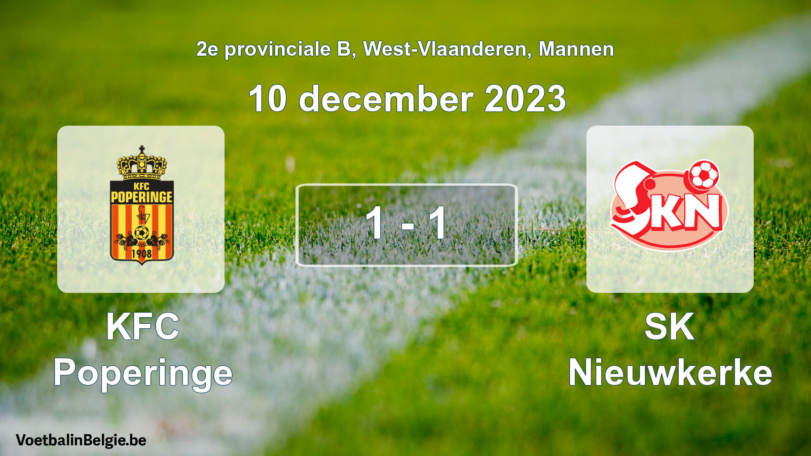Gespeelde wedstrijd mannenvoetbal: KFC Poperinge - SK Nieuwkerke 1 - 1 (10 december 2023)