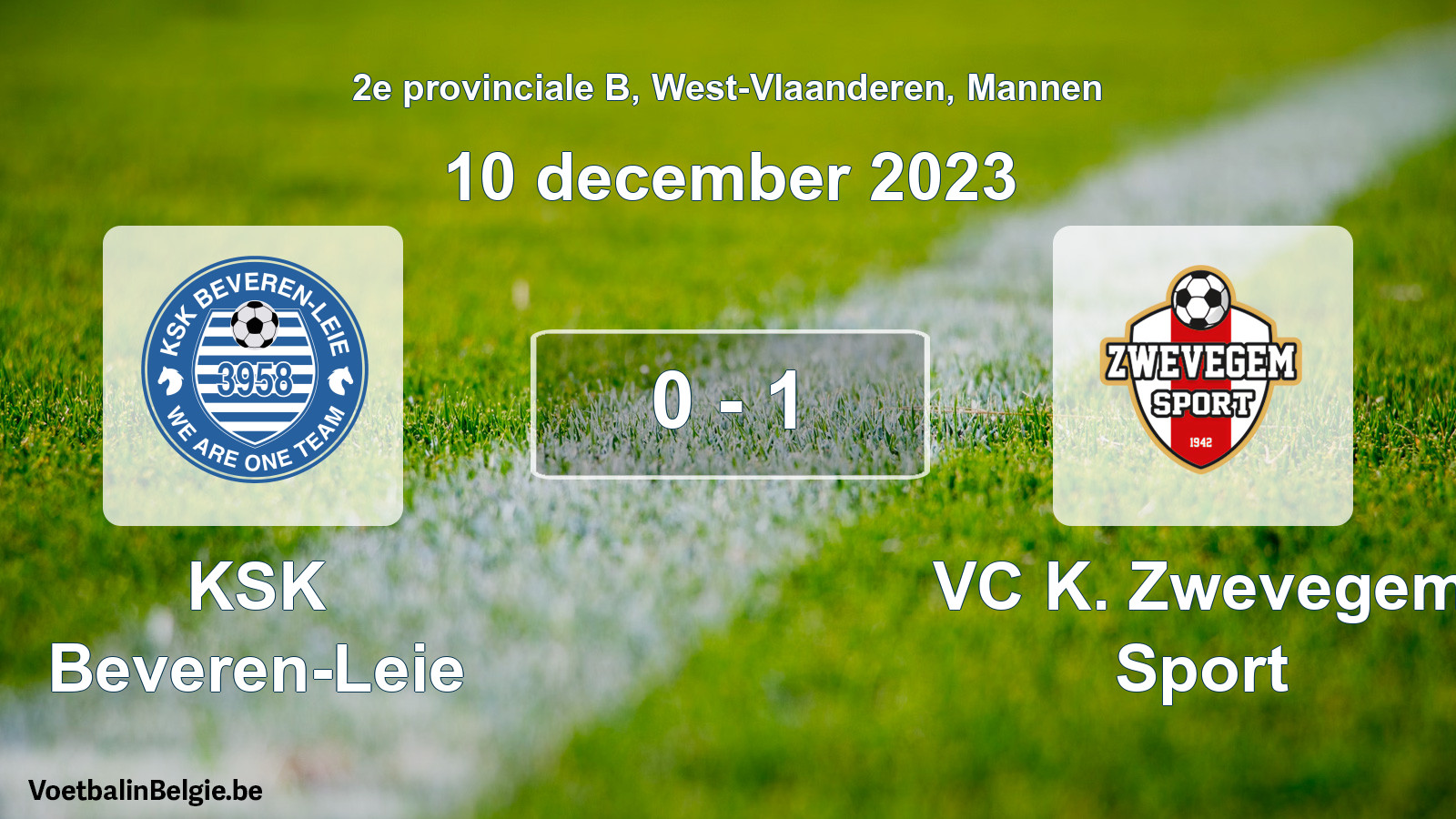 Gespeelde wedstrijd mannenvoetbal: KSK Beveren-Leie - VC K. Zwevegem Sport 0 - 1 (10 december 2023)