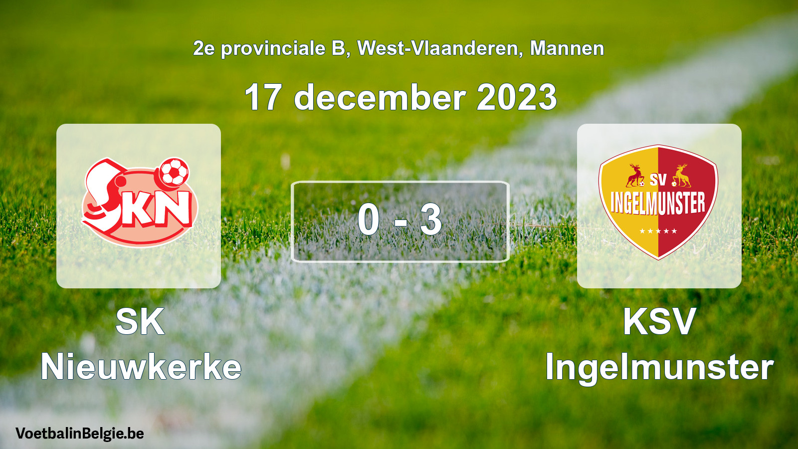 Gespeelde wedstrijd mannenvoetbal: SK Nieuwkerke - KSV Ingelmunster 0 - 3 (17 december 2023)