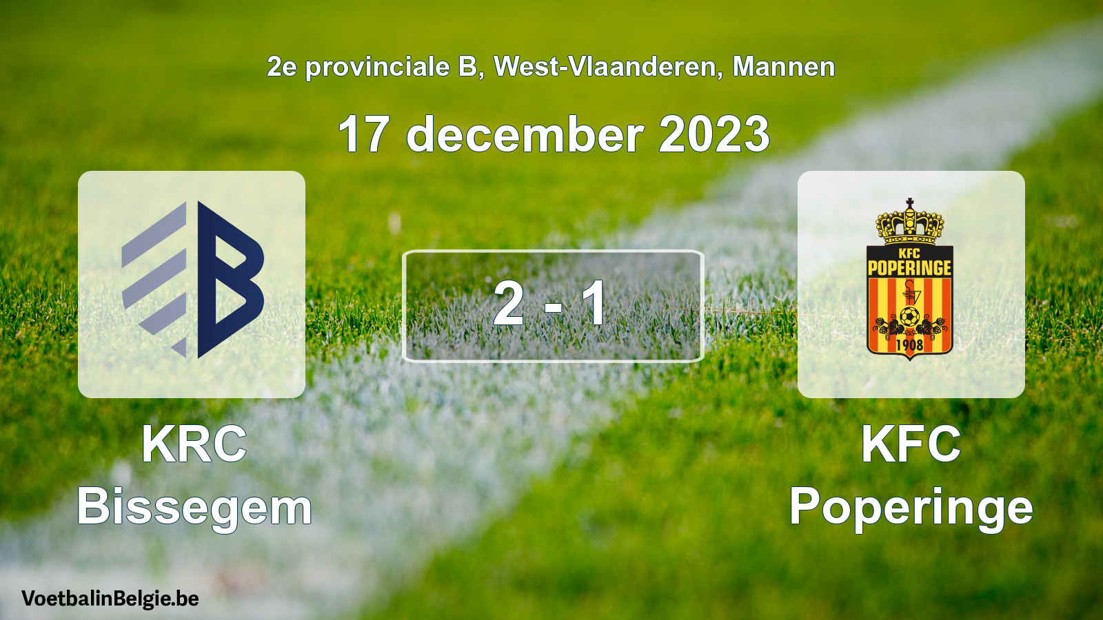 Gespeelde wedstrijd mannenvoetbal: KRC Bissegem - KFC Poperinge 2 - 1 (17 december 2023)