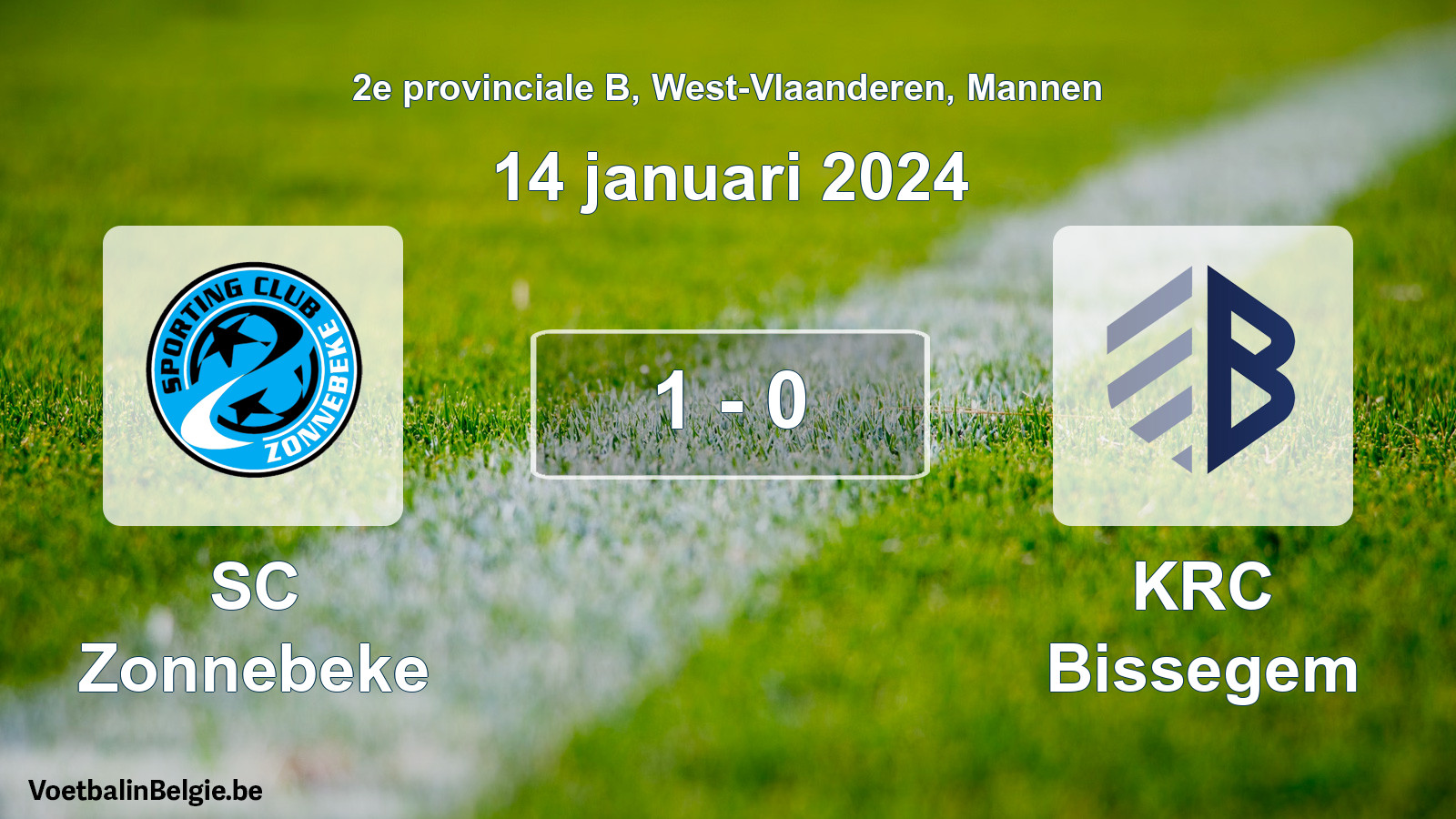 Gespeelde wedstrijd mannenvoetbal: SC Zonnebeke - KRC Bissegem 1 - 0 (14 januari 2024)
