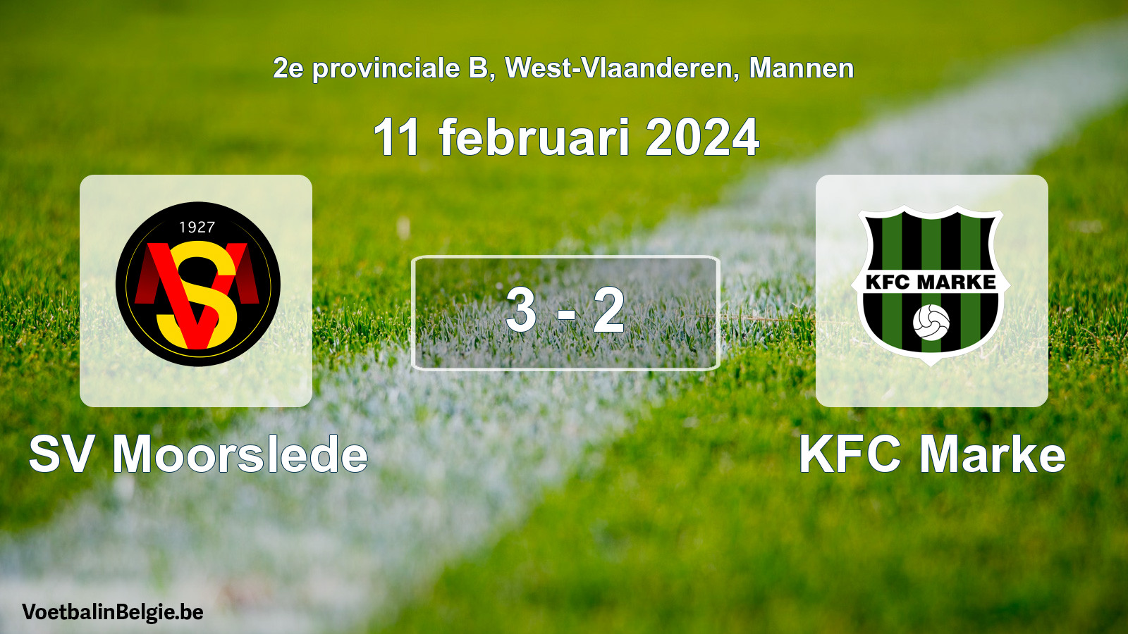 Gespeelde wedstrijd mannenvoetbal: SV Moorslede - KFC Marke 3 - 2 (11 februari 2024)