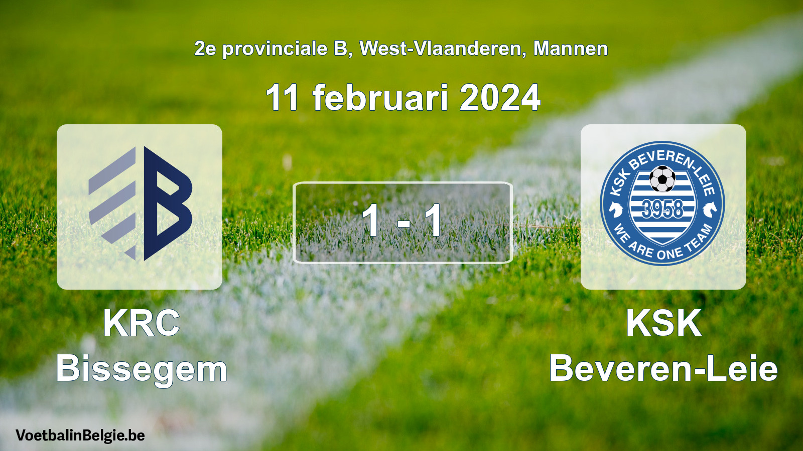 Gespeelde wedstrijd mannenvoetbal: KRC Bissegem - KSK Beveren-Leie 1 - 1 (11 februari 2024)