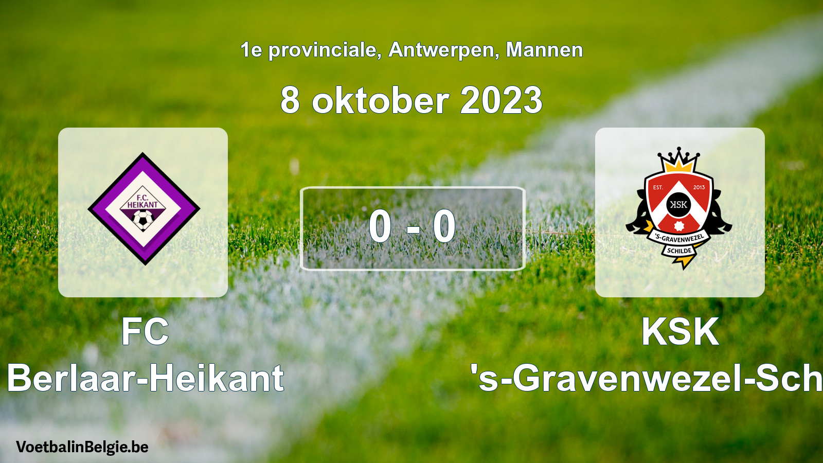 Gespeelde wedstrijd mannenvoetbal: FC Berlaar-Heikant - KSK 's-Gravenwezel-Schilde 0 - 0 (8 oktober 2023)