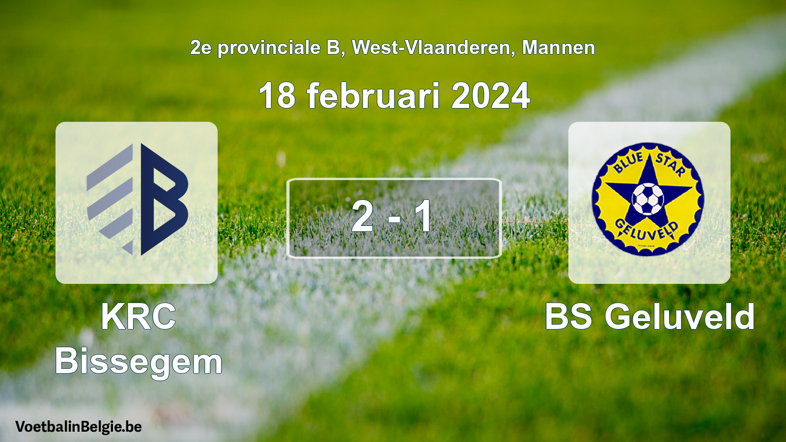 Gespeelde wedstrijd mannenvoetbal: KRC Bissegem - BS Geluveld 2 - 1 (18 februari 2024)