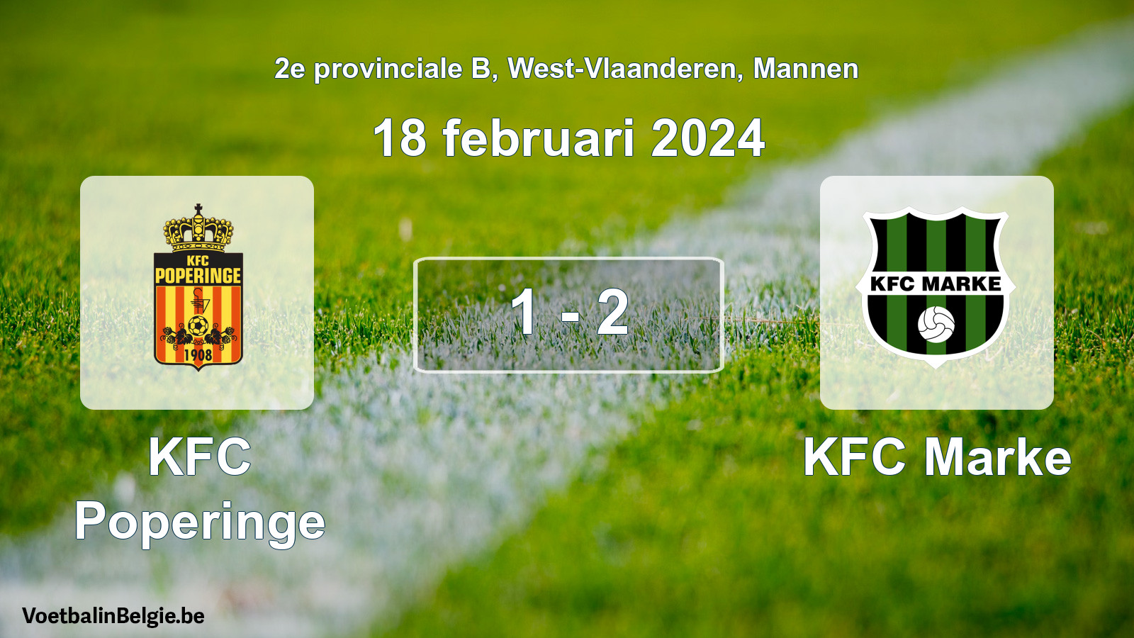 Gespeelde wedstrijd mannenvoetbal: KFC Poperinge - KFC Marke 1 - 2 (18 februari 2024)
