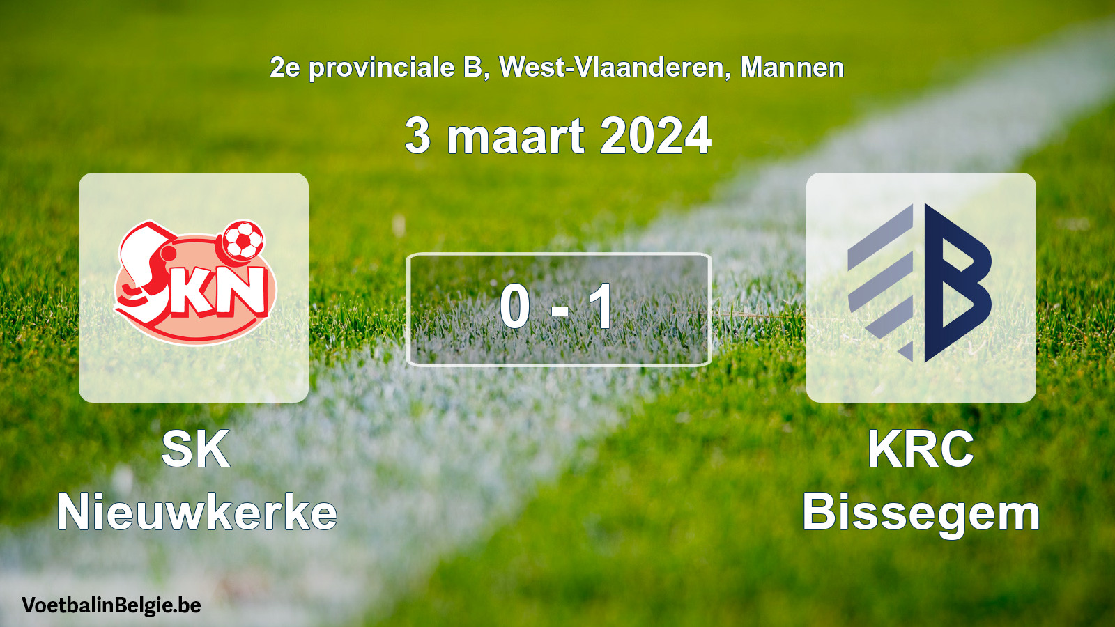 Gespeelde wedstrijd mannenvoetbal: SK Nieuwkerke - KRC Bissegem 0 - 1 (3 maart 2024)