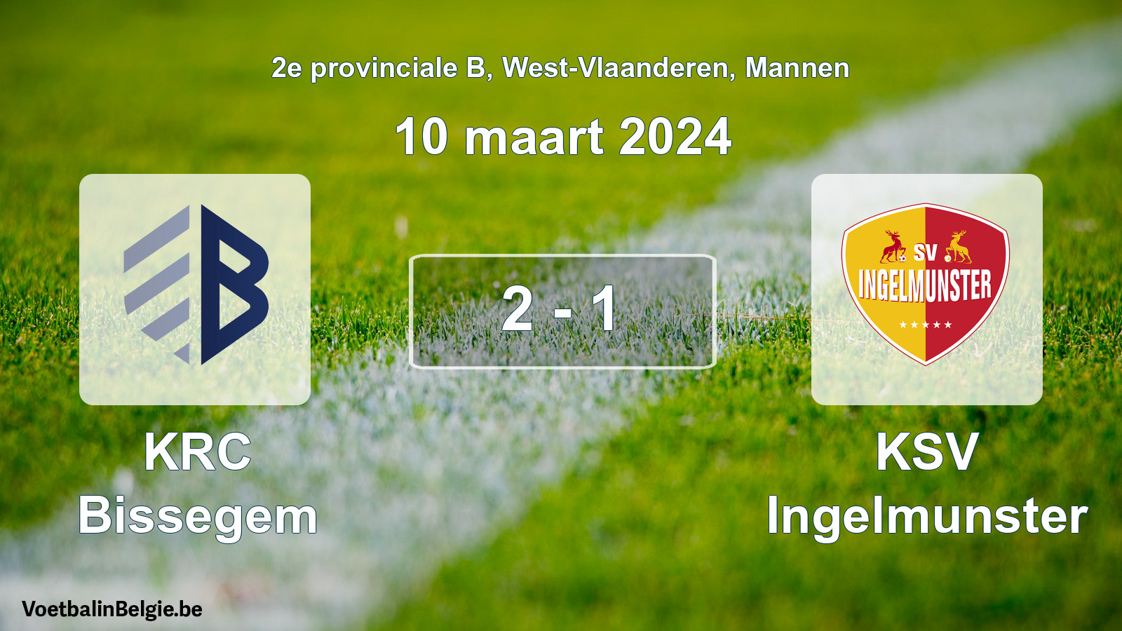 Gespeelde wedstrijd mannenvoetbal: KRC Bissegem - KSV Ingelmunster 2 - 1 (10 maart 2024)