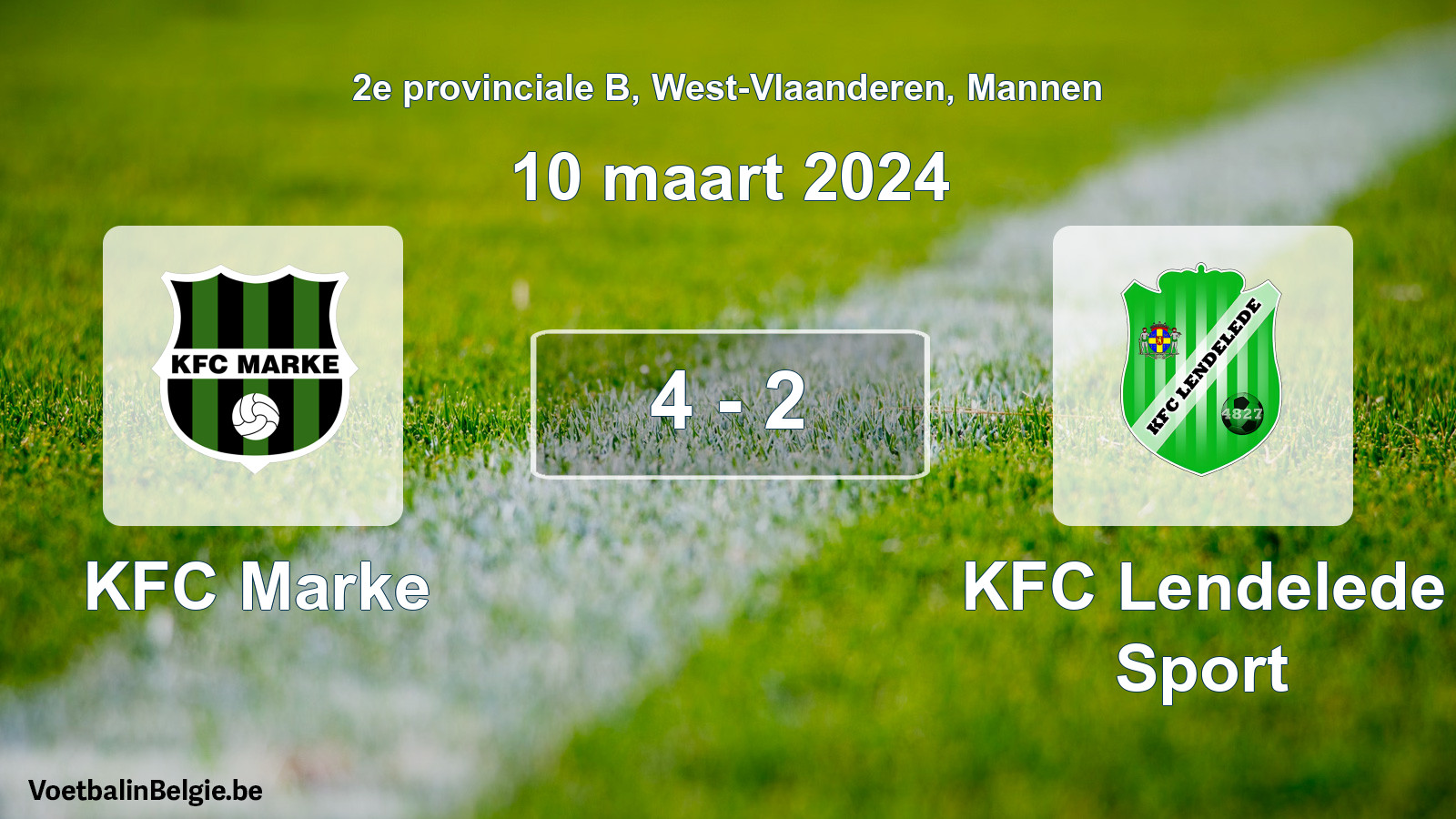 Played match men football: KFC Marke - KFC Lendelede Sport 4 - 2 (10 March 2024)