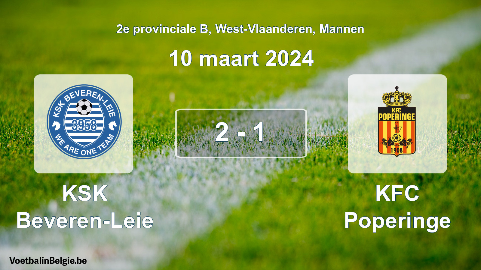 Gespeelde wedstrijd mannenvoetbal: KSK Beveren-Leie - KFC Poperinge 2 - 1 (10 maart 2024)