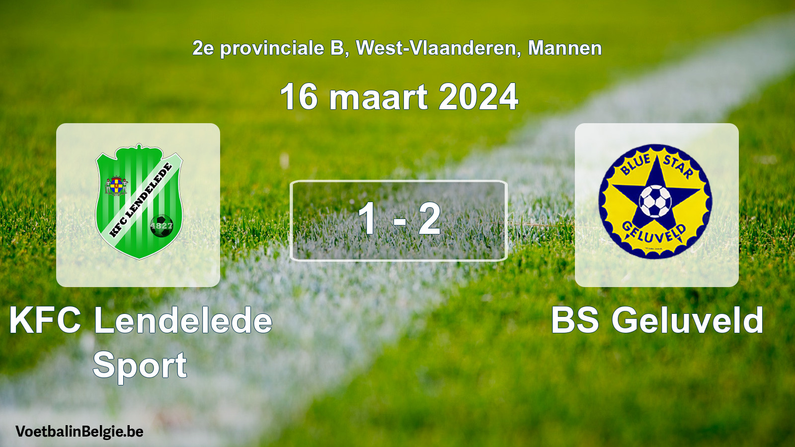 Gespeelde wedstrijd mannenvoetbal: KFC Lendelede Sport - BS Geluveld 1 - 2 (16 maart 2024)