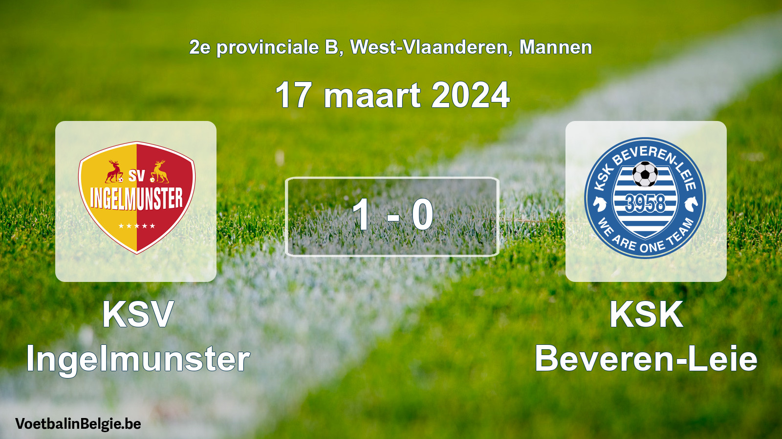 Gespeelde wedstrijd mannenvoetbal: KSV Ingelmunster - KSK Beveren-Leie 1 - 0 (17 maart 2024)