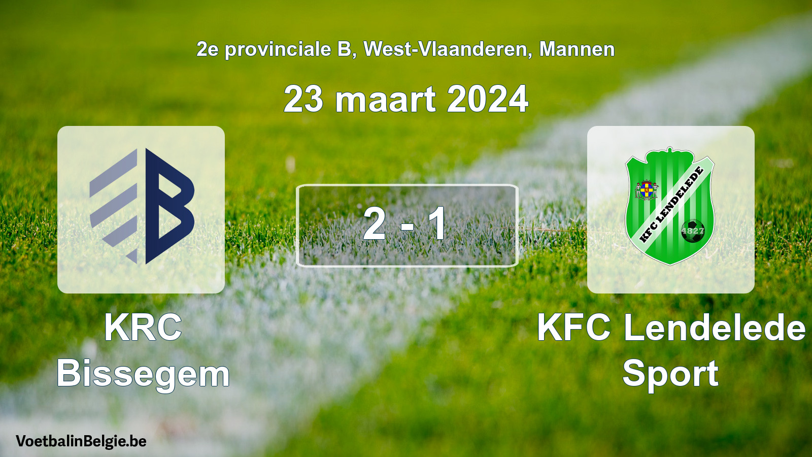 Gespeelde wedstrijd mannenvoetbal: KRC Bissegem - KFC Lendelede Sport 2 - 1 (23 maart 2024)