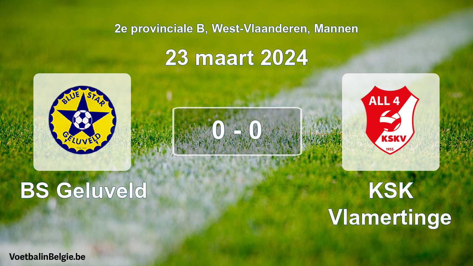 Gespeelde wedstrijd mannenvoetbal: BS Geluveld - KSK Vlamertinge 0 - 0 (23 maart 2024)