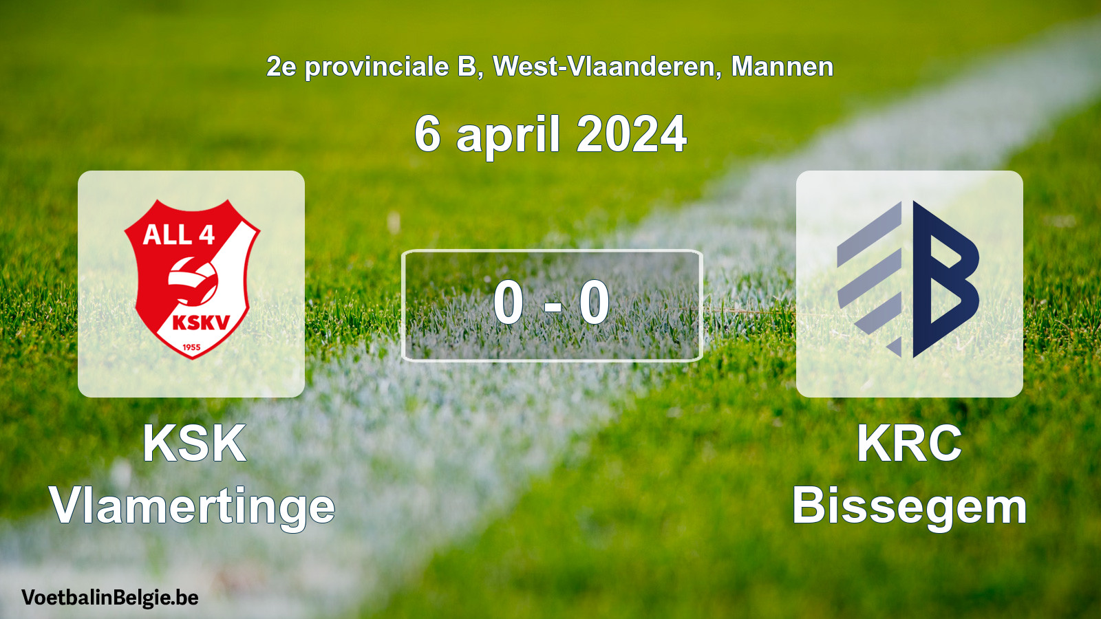 Gespeelde wedstrijd mannenvoetbal: KSK Vlamertinge - KRC Bissegem 0 - 0 (6 april 2024)