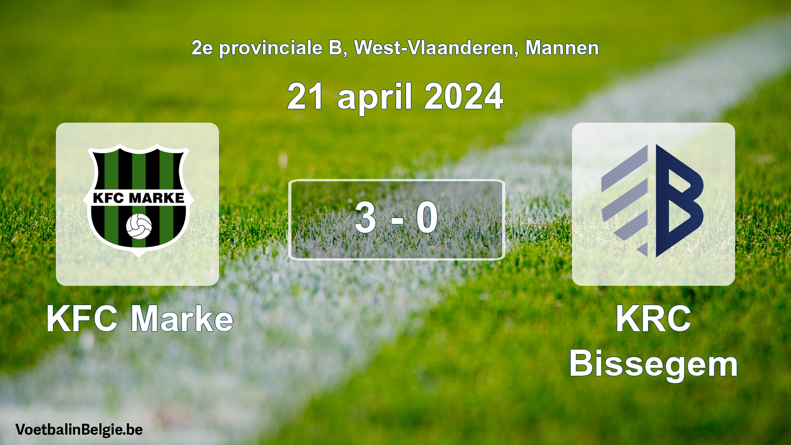 Played match men football: KFC Marke - KRC Bissegem 3 - 0 (21 April 2024)