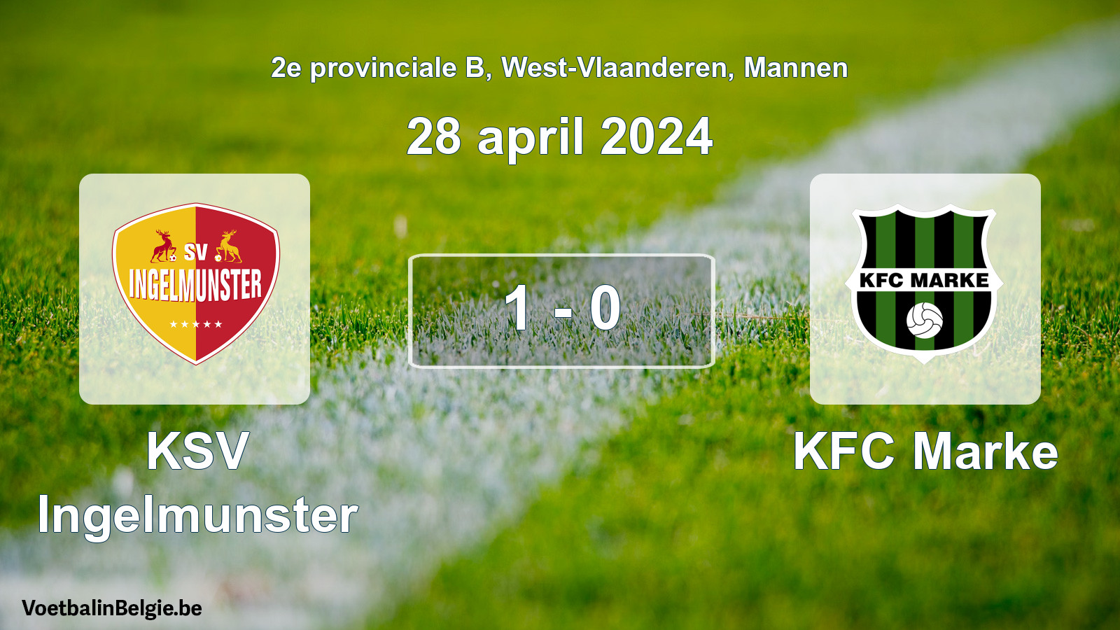 Gespeelde wedstrijd mannenvoetbal: KSV Ingelmunster - KFC Marke 1 - 0 (28 april 2024)