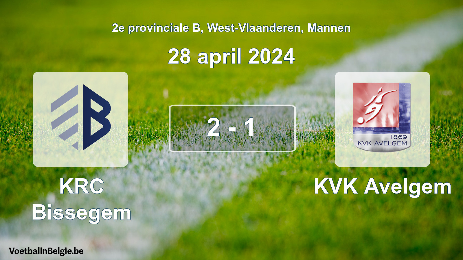 Gespeelde wedstrijd mannenvoetbal: KRC Bissegem - KVK Avelgem 2 - 1 (28 april 2024)