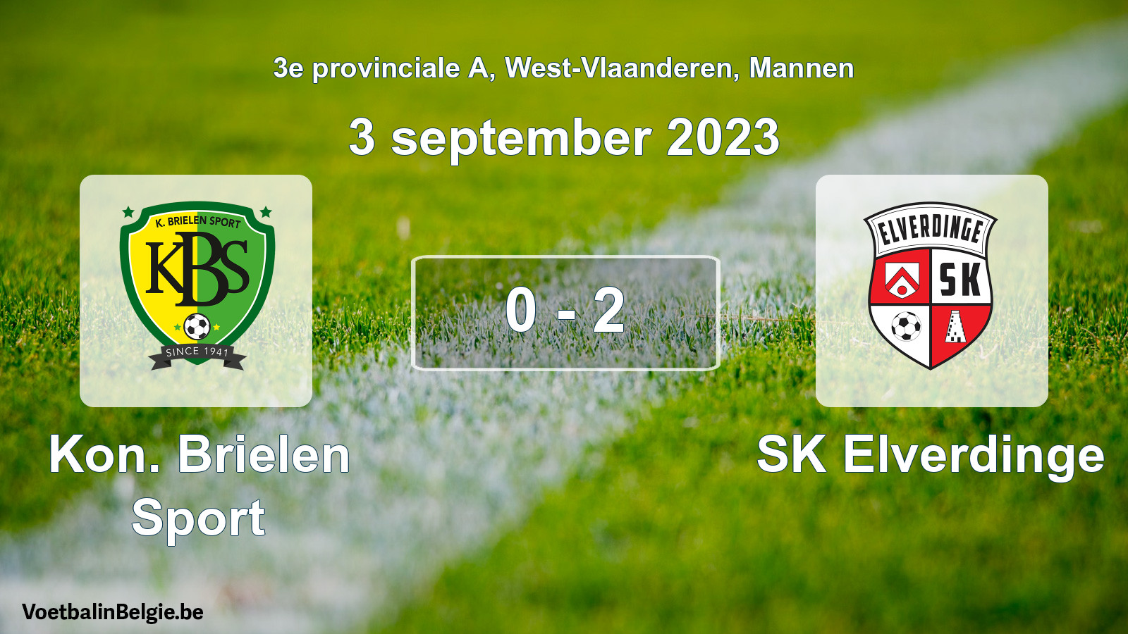 Gespeelde wedstrijd mannenvoetbal: Kon. Brielen Sport - SK Elverdinge 0 - 2 (3 september 2023)