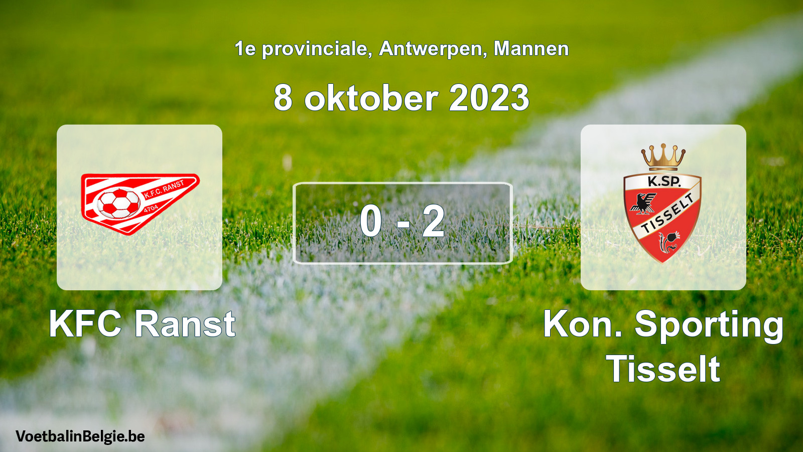 Played match men football: KFC Ranst - Kon. Sporting Tisselt 0 - 2 (8 October 2023)