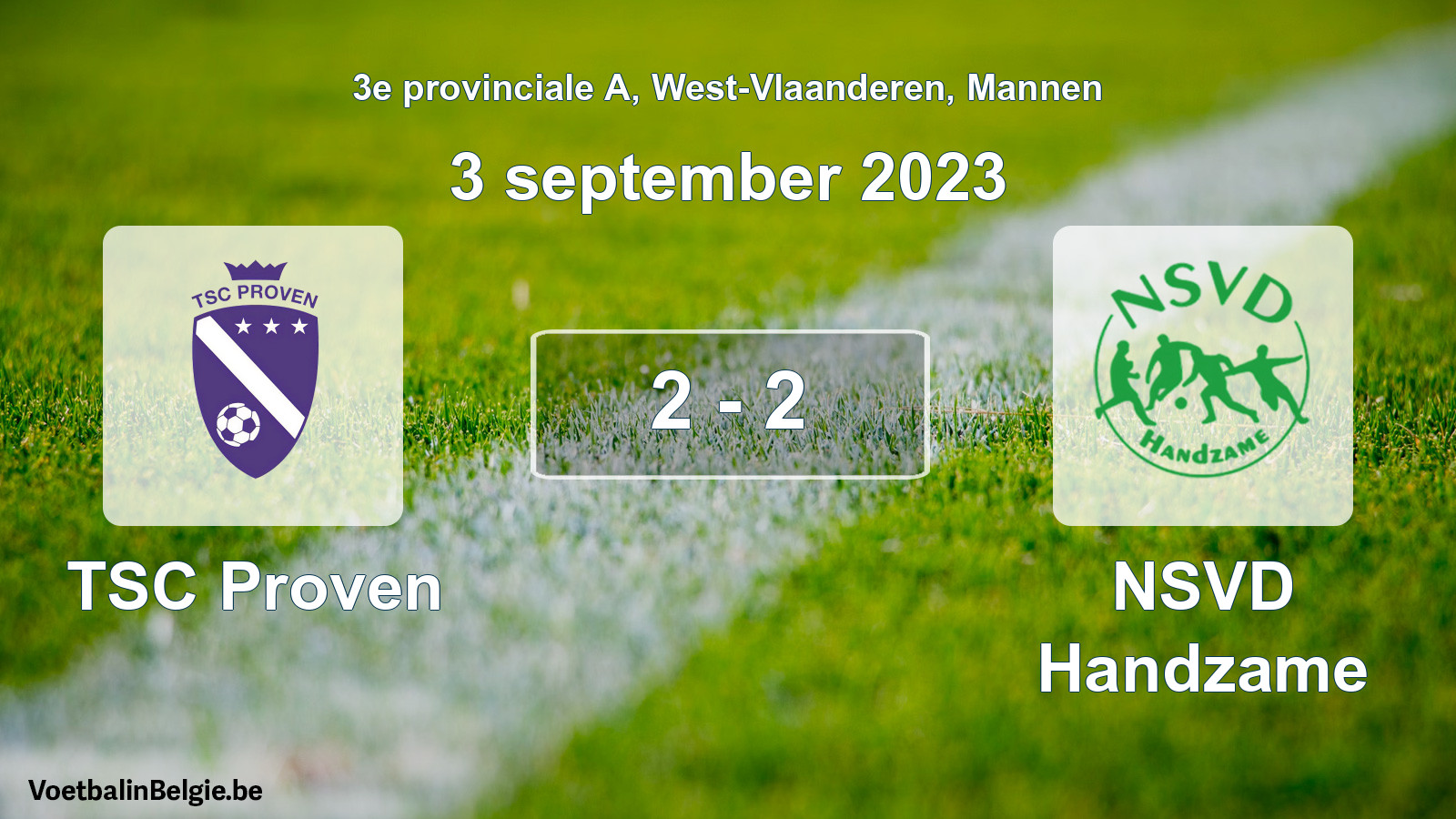 Gespeelde wedstrijd mannenvoetbal: TSC Proven - NSVD Handzame 2 - 2 (3 september 2023)