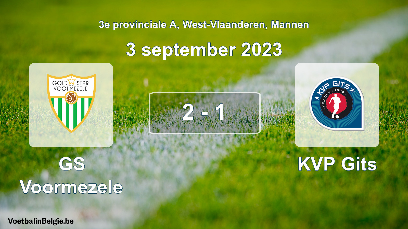 Gespeelde wedstrijd mannenvoetbal: GS Voormezele - KVP Gits 2 - 1 (3 september 2023)
