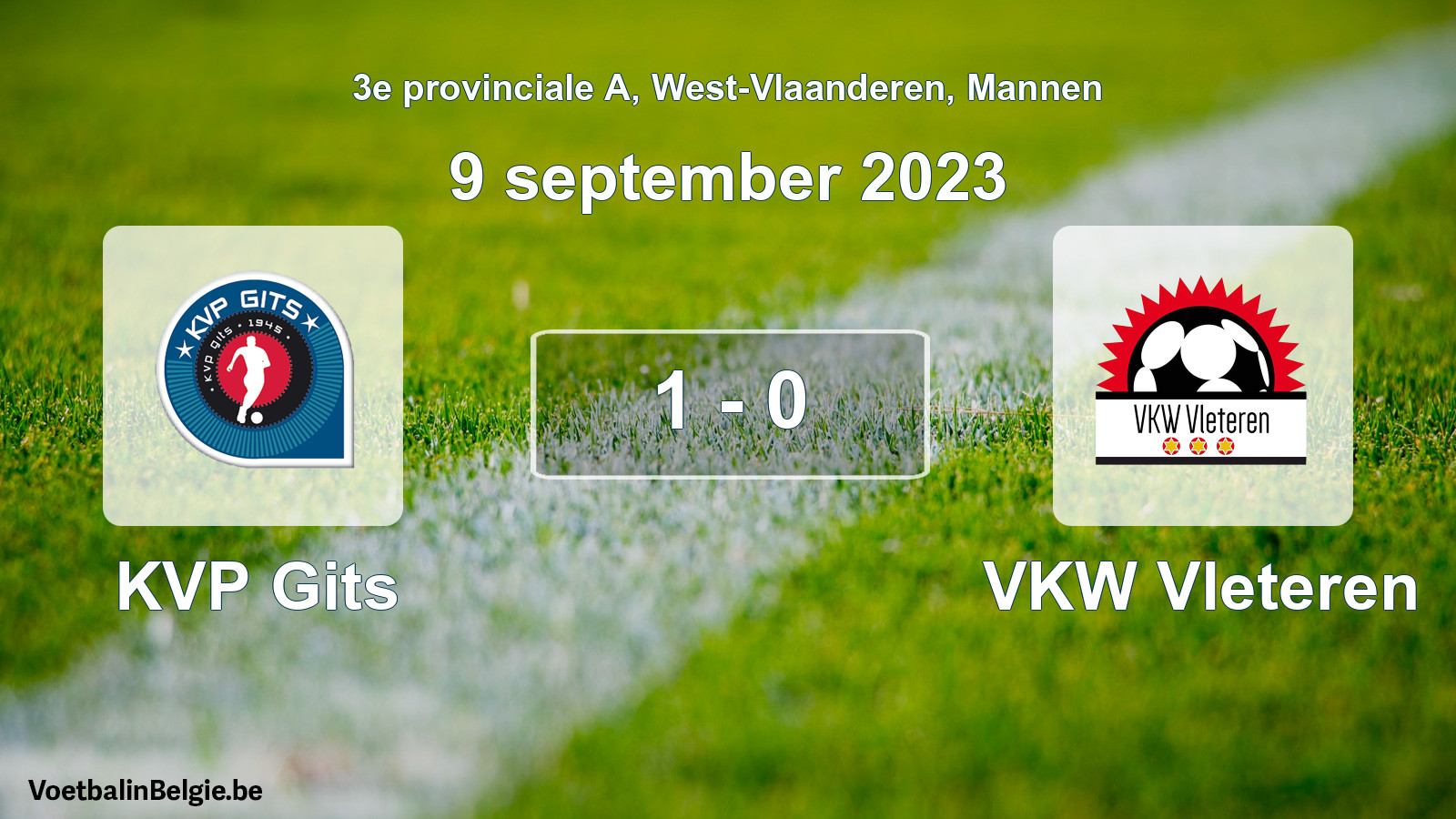 Gespeelde wedstrijd mannenvoetbal: KVP Gits - VKW Vleteren 1 - 0 (9 september 2023)