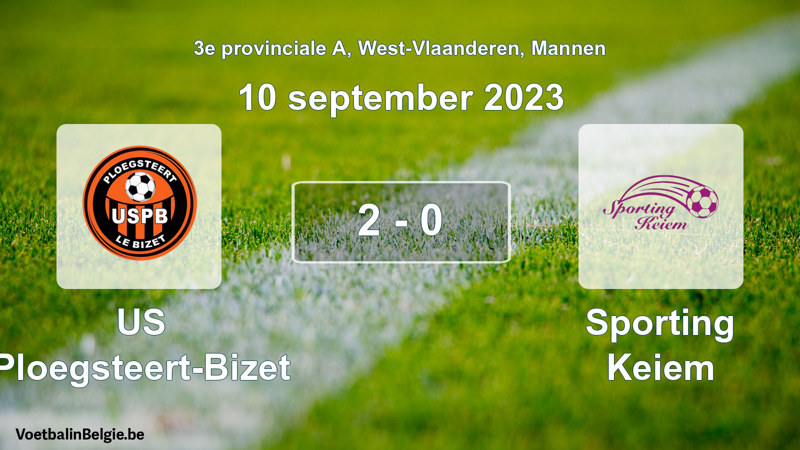 Played match men football: US Ploegsteert-Bizet - Sporting Keiem 2 - 0 (10 September 2023)
