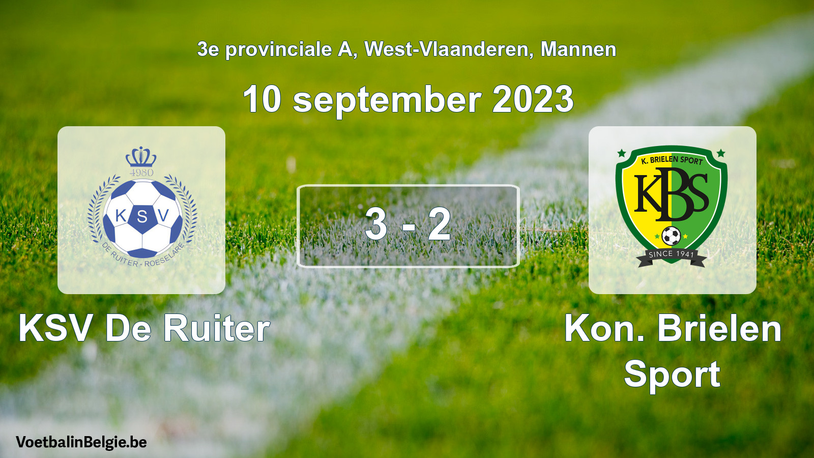 Gespeelde wedstrijd mannenvoetbal: KSV De Ruiter - Kon. Brielen Sport 3 - 2 (10 september 2023)