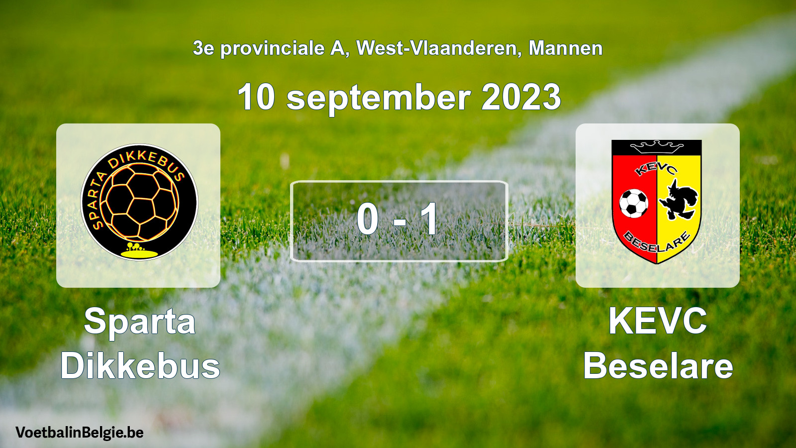 Gespeelde wedstrijd mannenvoetbal: Sparta Dikkebus - KEVC Beselare 0 - 1 (10 september 2023)