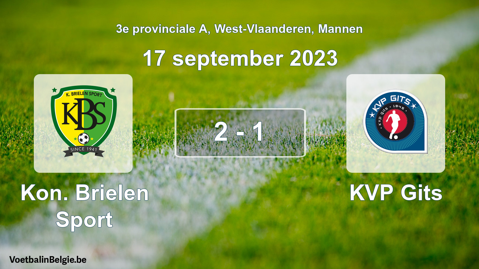 Gespeelde wedstrijd mannenvoetbal: Kon. Brielen Sport - KVP Gits 2 - 1 (17 september 2023)
