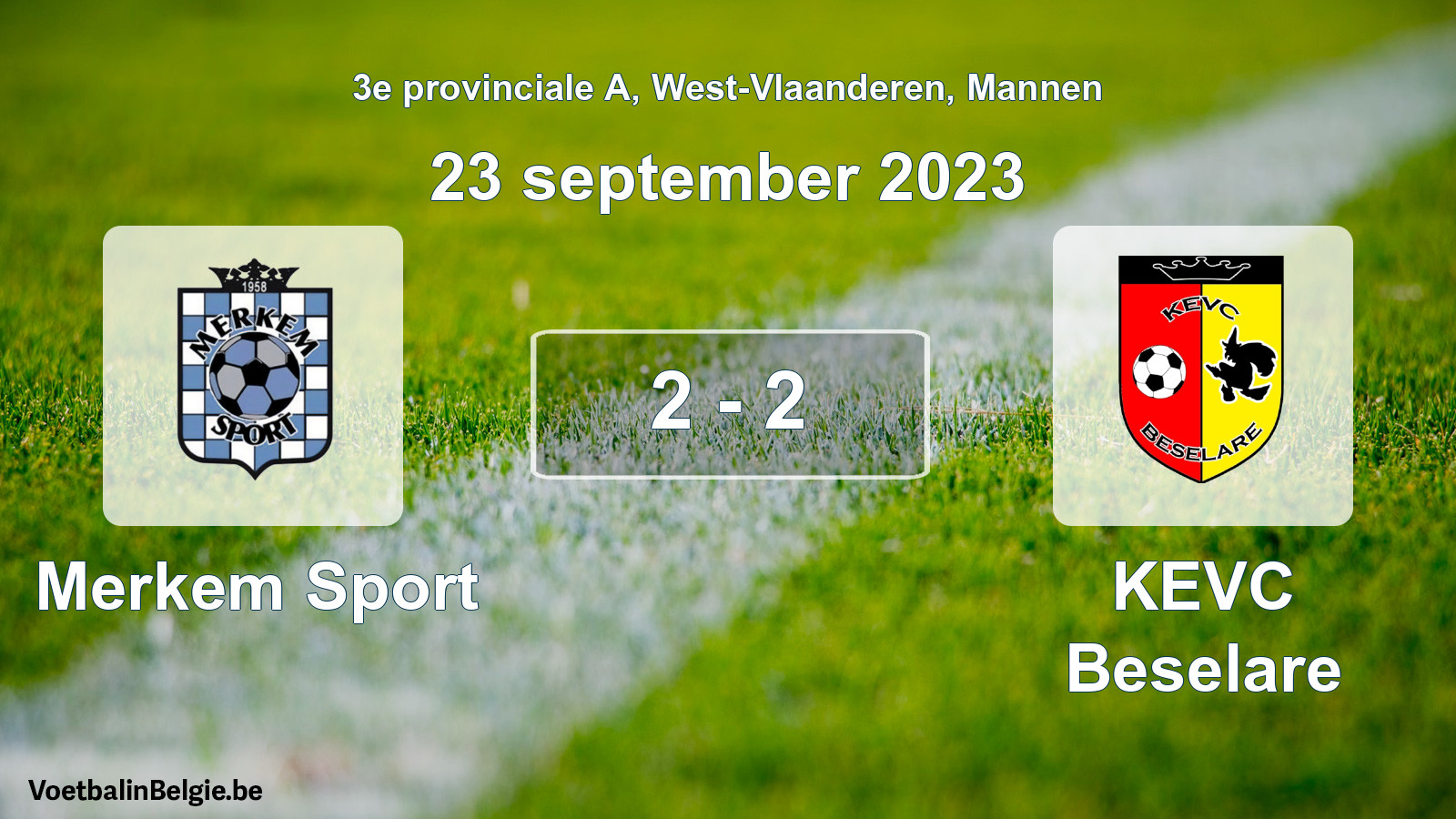 Gespeelde wedstrijd mannenvoetbal: Merkem Sport - KEVC Beselare 2 - 2 (23 september 2023)