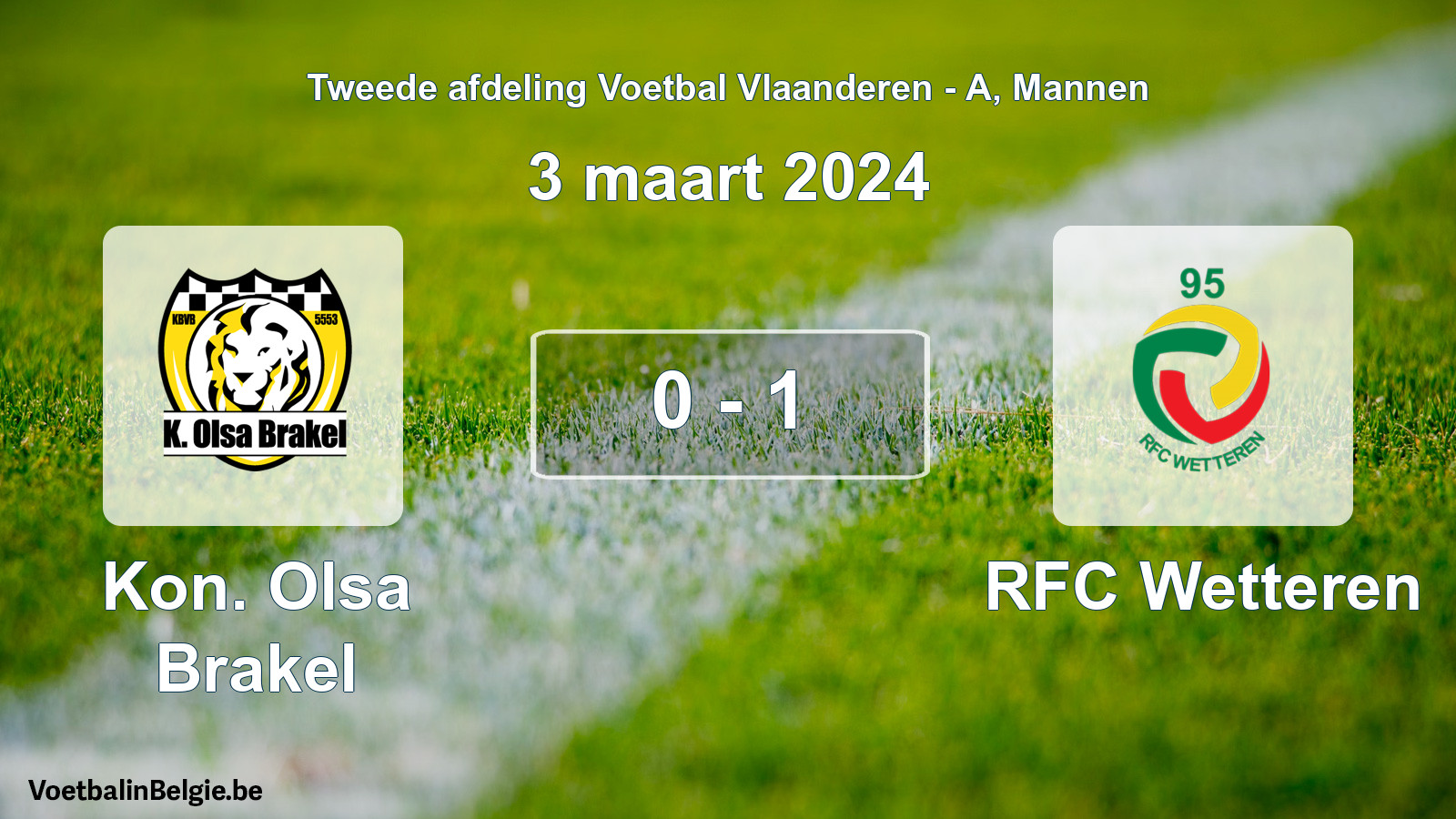 Gespeelde wedstrijd mannenvoetbal: Kon. Olsa Brakel - RFC Wetteren 0 - 1 (3 maart 2024)