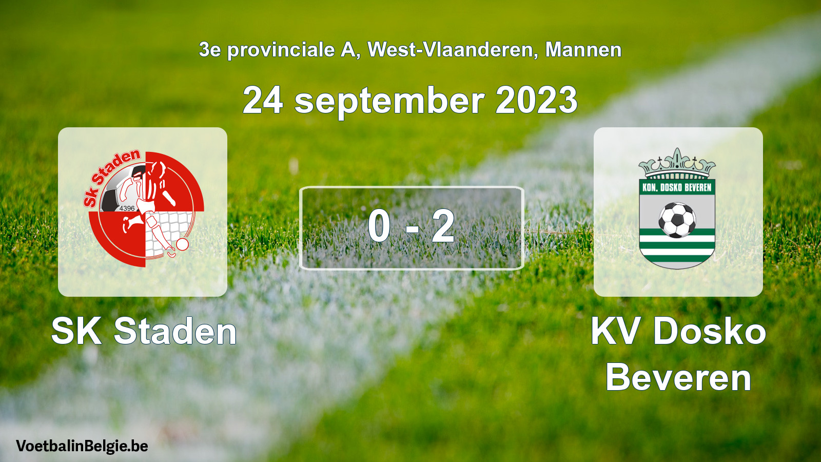 Gespeelde wedstrijd mannenvoetbal: SK Staden - KV Dosko Beveren 0 - 2 (24 september 2023)