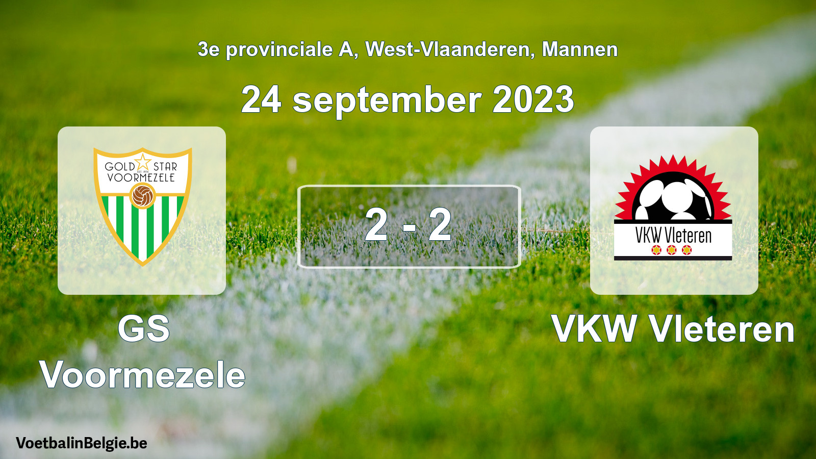 Gespeelde wedstrijd mannenvoetbal: GS Voormezele - VKW Vleteren 2 - 2 (24 september 2023)