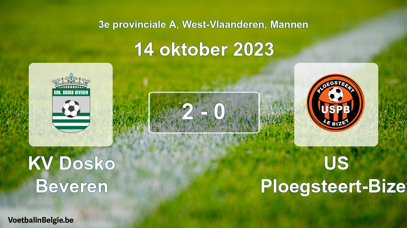 Gespeelde wedstrijd mannenvoetbal: KV Dosko Beveren - US Ploegsteert-Bizet 2 - 0 (14 oktober 2023)