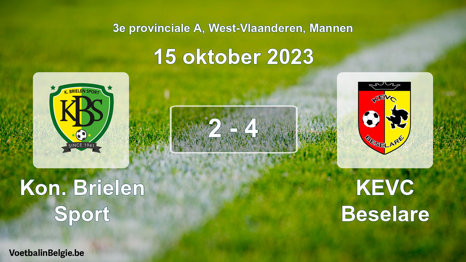 Gespeelde wedstrijd mannenvoetbal: Kon. Brielen Sport - KEVC Beselare 2 - 4 (15 oktober 2023)