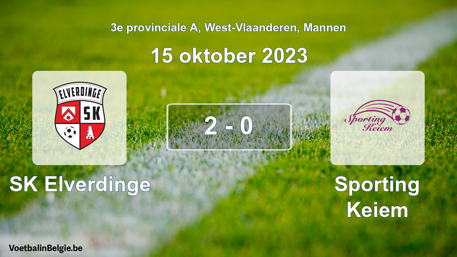 Gespeelde wedstrijd mannenvoetbal: SK Elverdinge - Sporting Keiem 2 - 0 (15 oktober 2023)