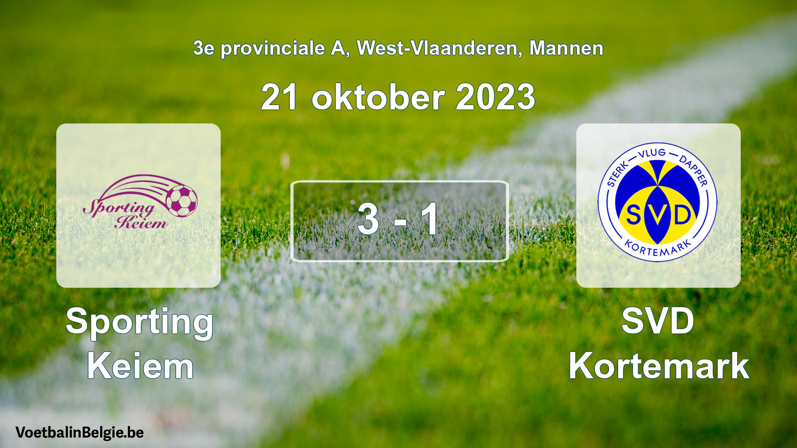 Gespeelde wedstrijd mannenvoetbal: Sporting Keiem - SVD Kortemark 3 - 1 (21 oktober 2023)