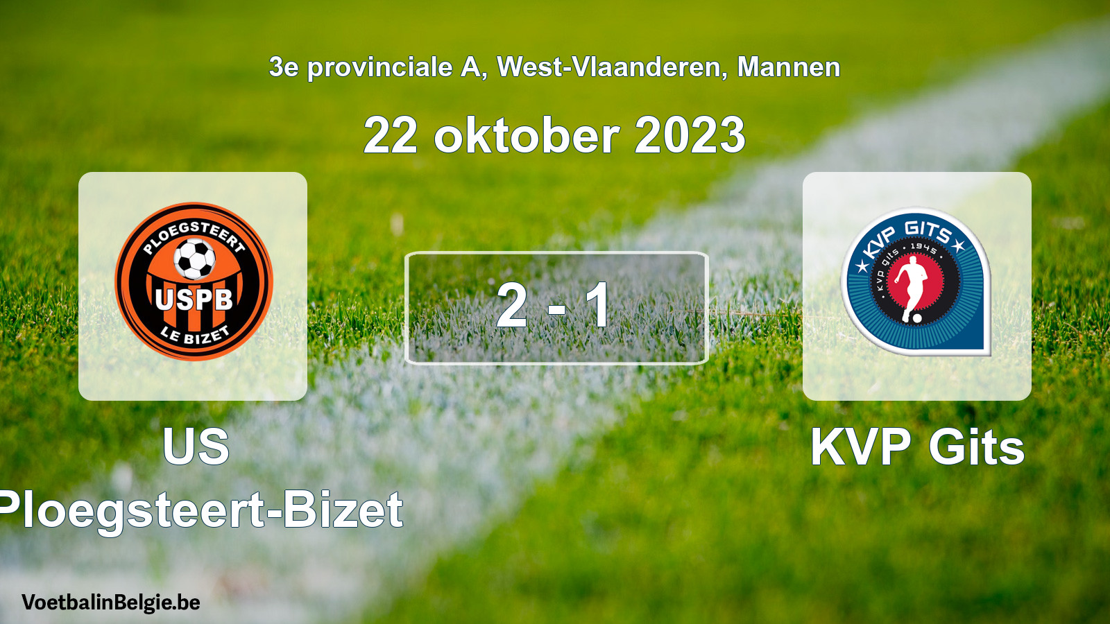 Gespeelde wedstrijd mannenvoetbal: US Ploegsteert-Bizet - KVP Gits 2 - 1 (22 oktober 2023)