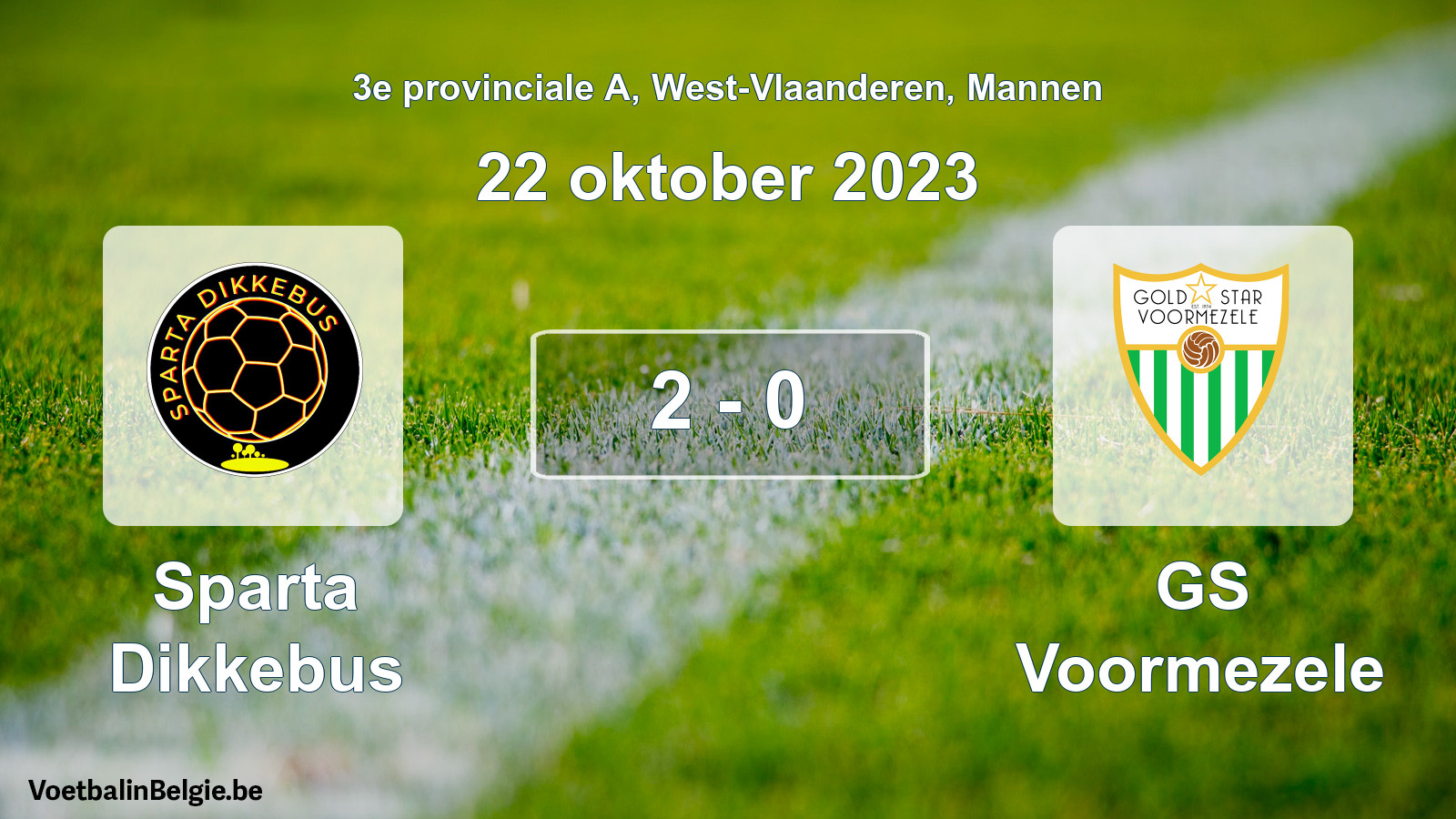 Gespeelde wedstrijd mannenvoetbal: Sparta Dikkebus - GS Voormezele 2 - 0 (22 oktober 2023)