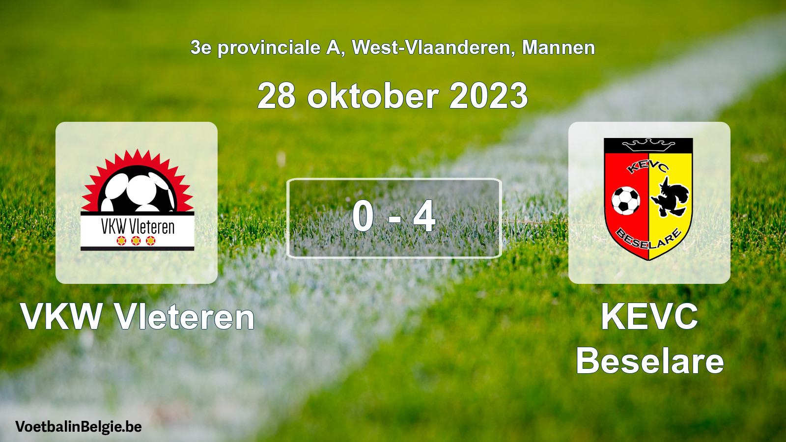 Gespeelde wedstrijd mannenvoetbal: VKW Vleteren - KEVC Beselare 0 - 4 (28 oktober 2023)